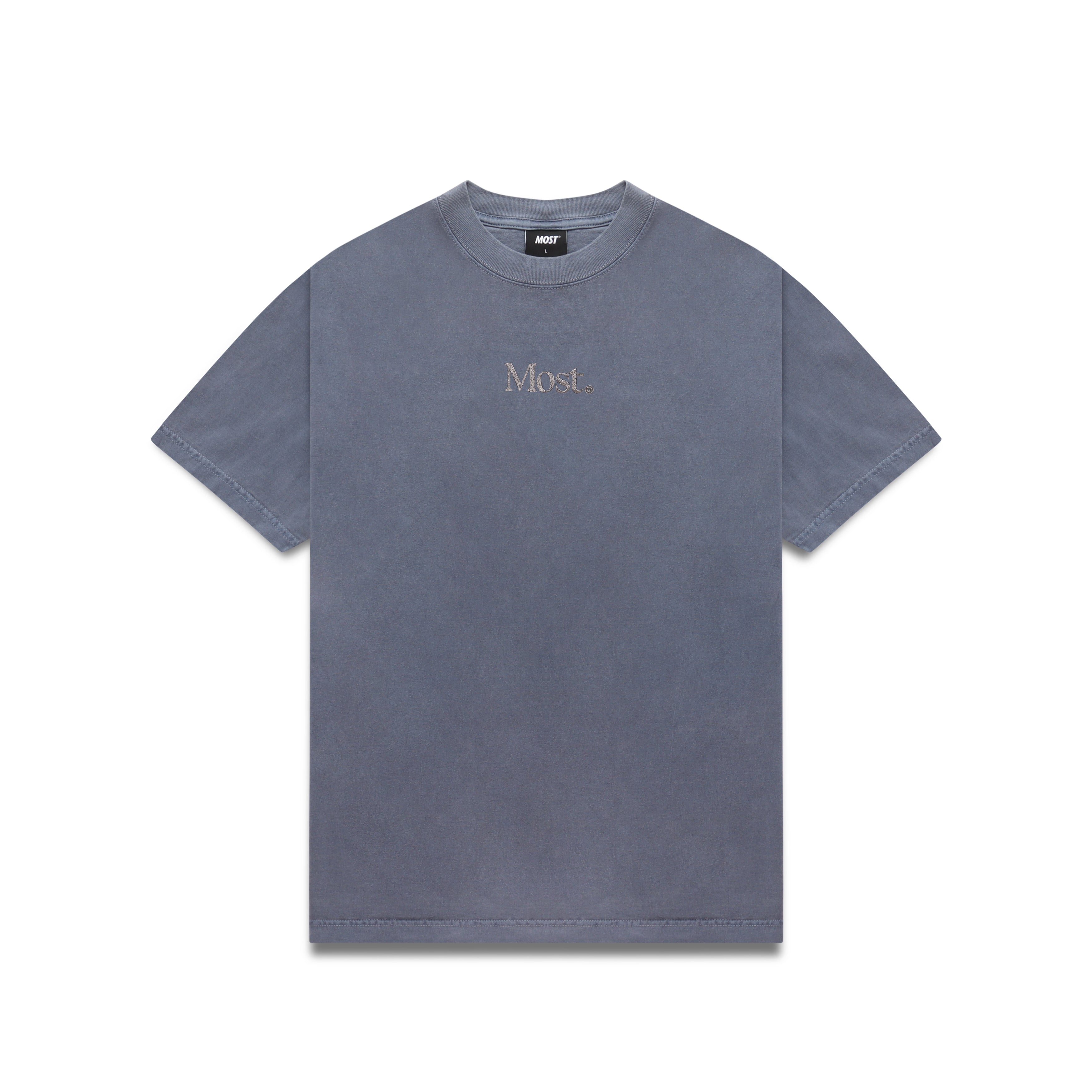 Embroidered Oversized Heavy Tee - Washed Blue
