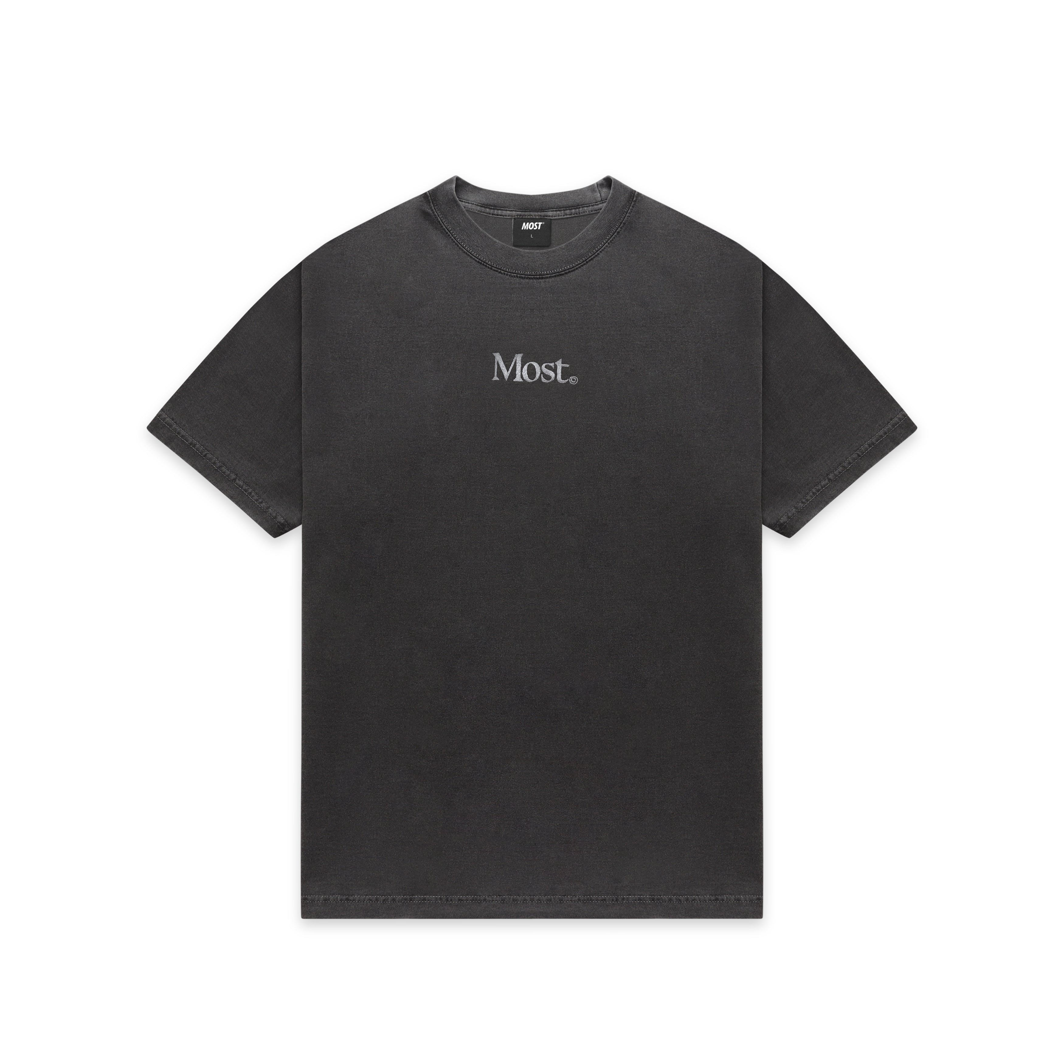 Embroidered Oversized Heavy Tee - Washed Black