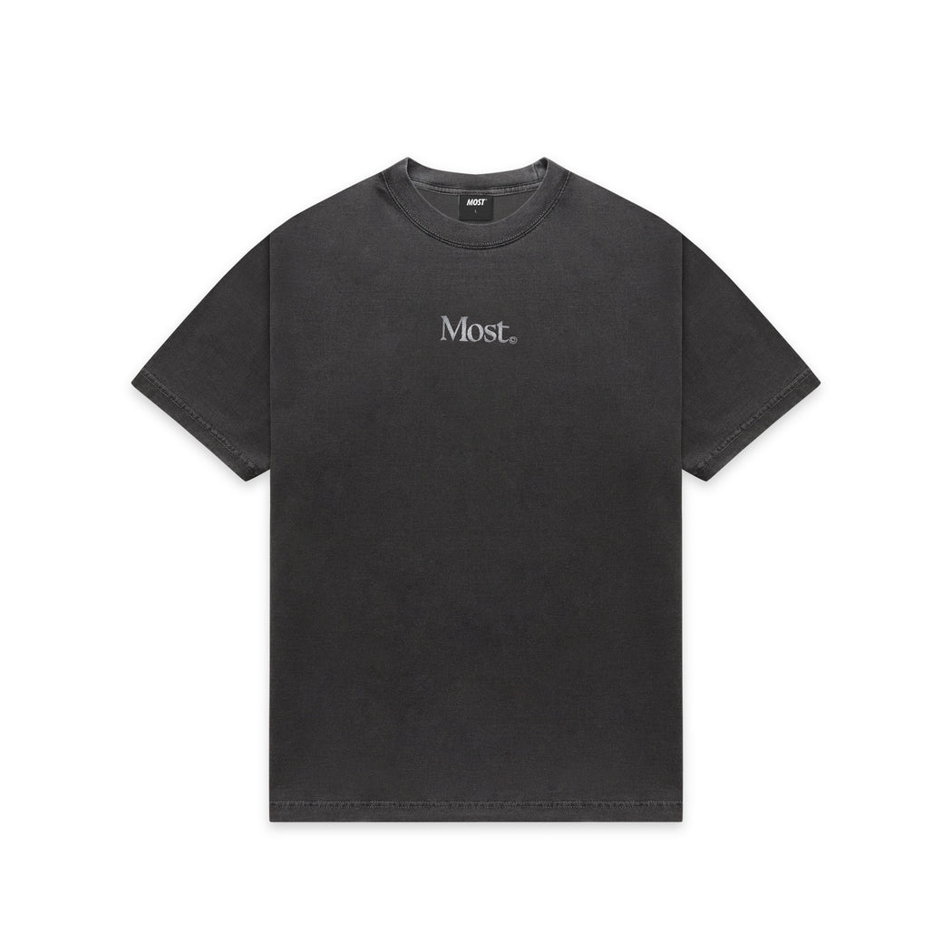Embroidered Oversized Heavy Tee - Washed Black