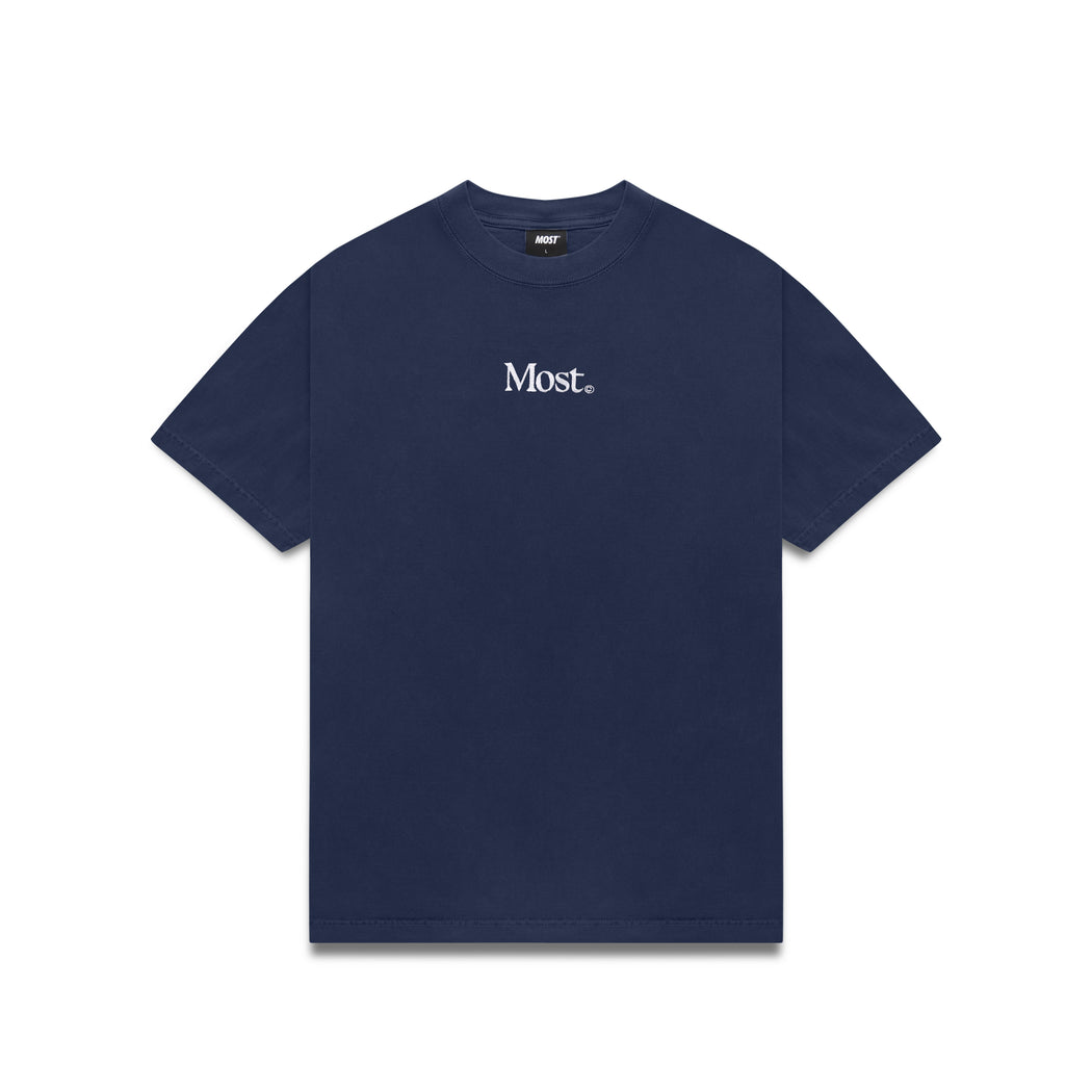 Embroidered Oversized Heavy Tee - Navy