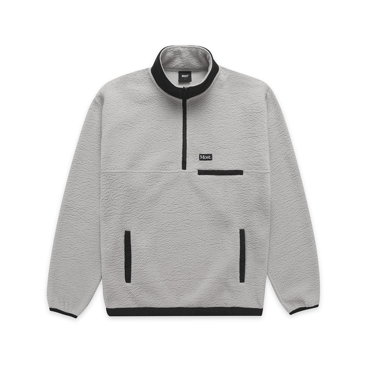 Quarter Zip Sherpa Fleece Pullover Grey/Black – MOST© Melbourne
