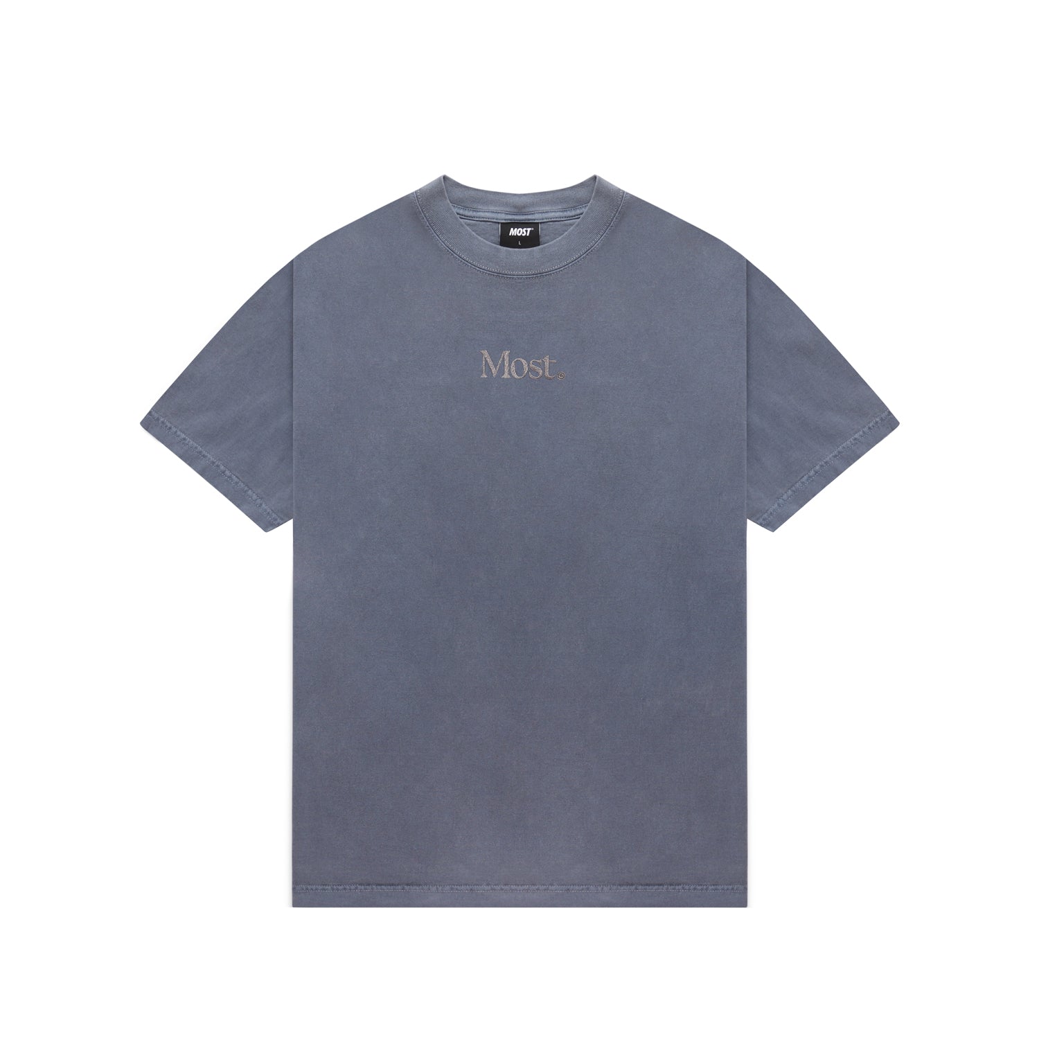 Embroidered Oversized Heavy Tee - Washed Blue