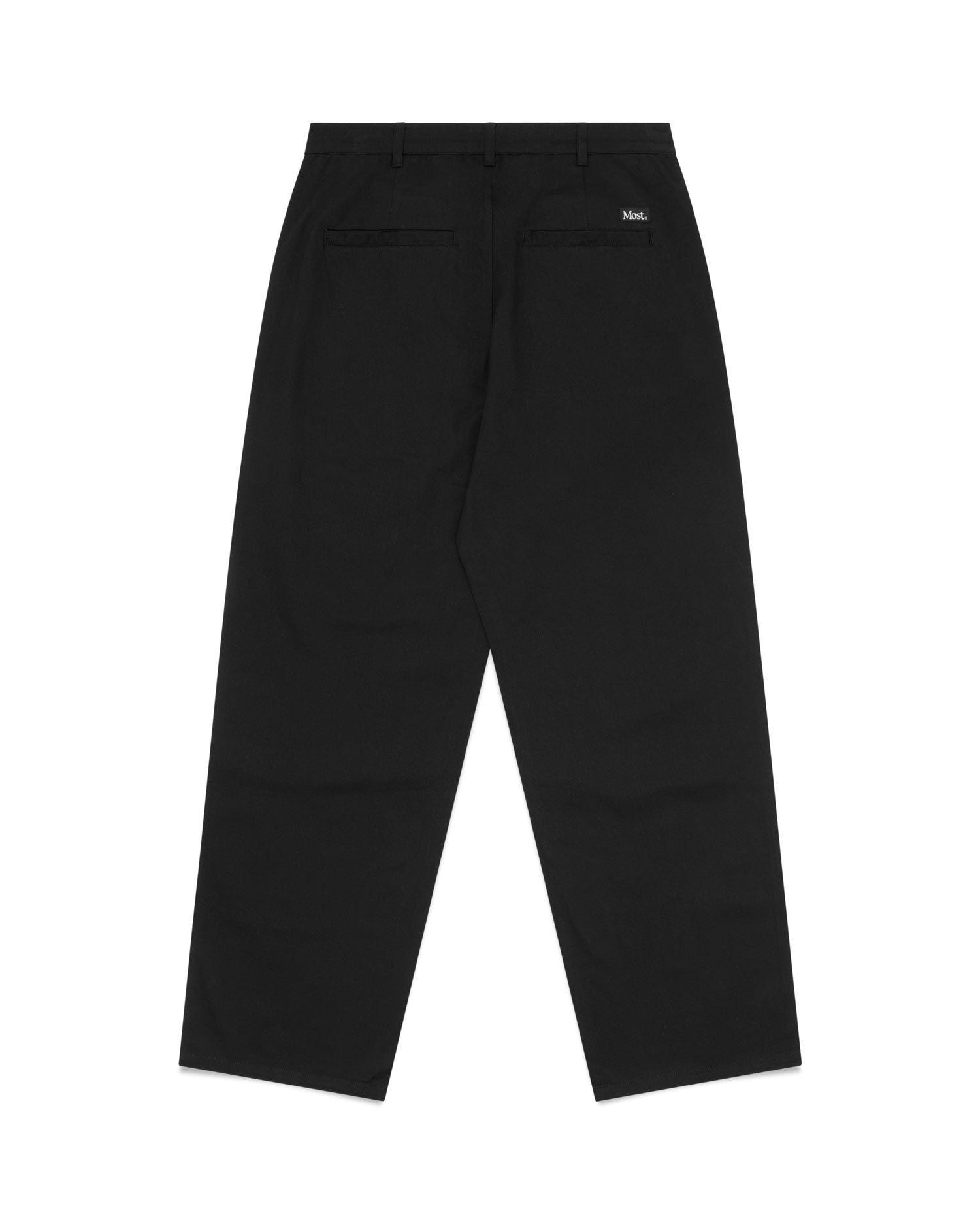 Wide Double Pleated Chino Pants - Black