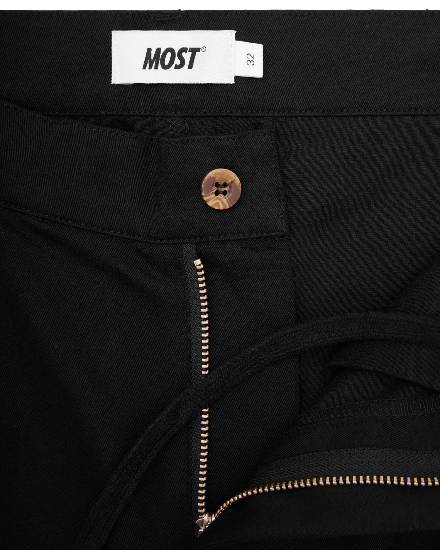 Wide Double Pleated Chino Pants - Black