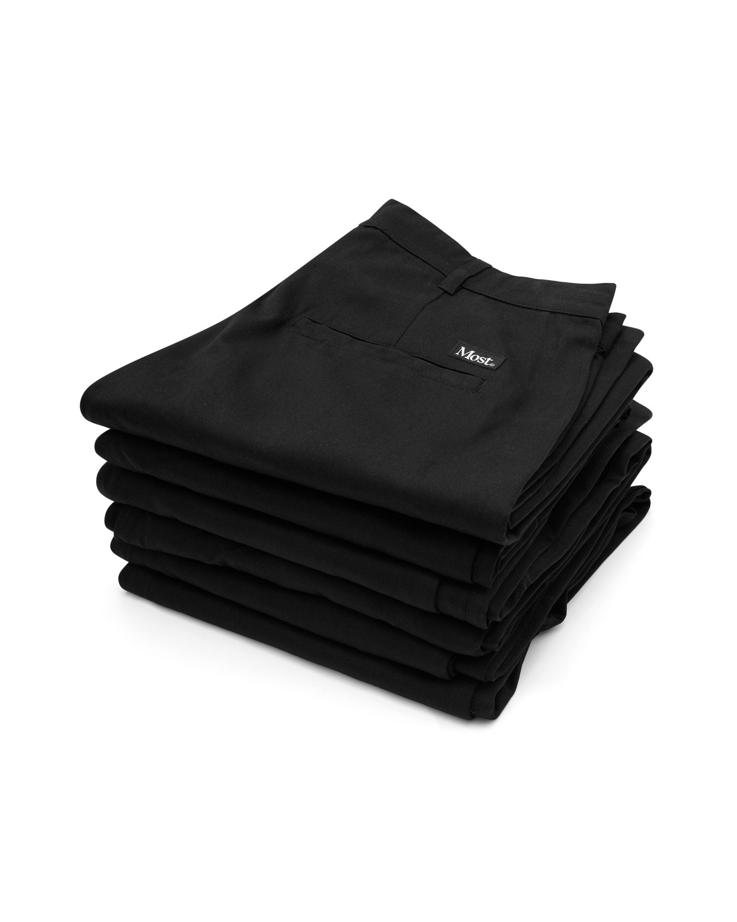 Wide Double Pleated Chino Pants - Black