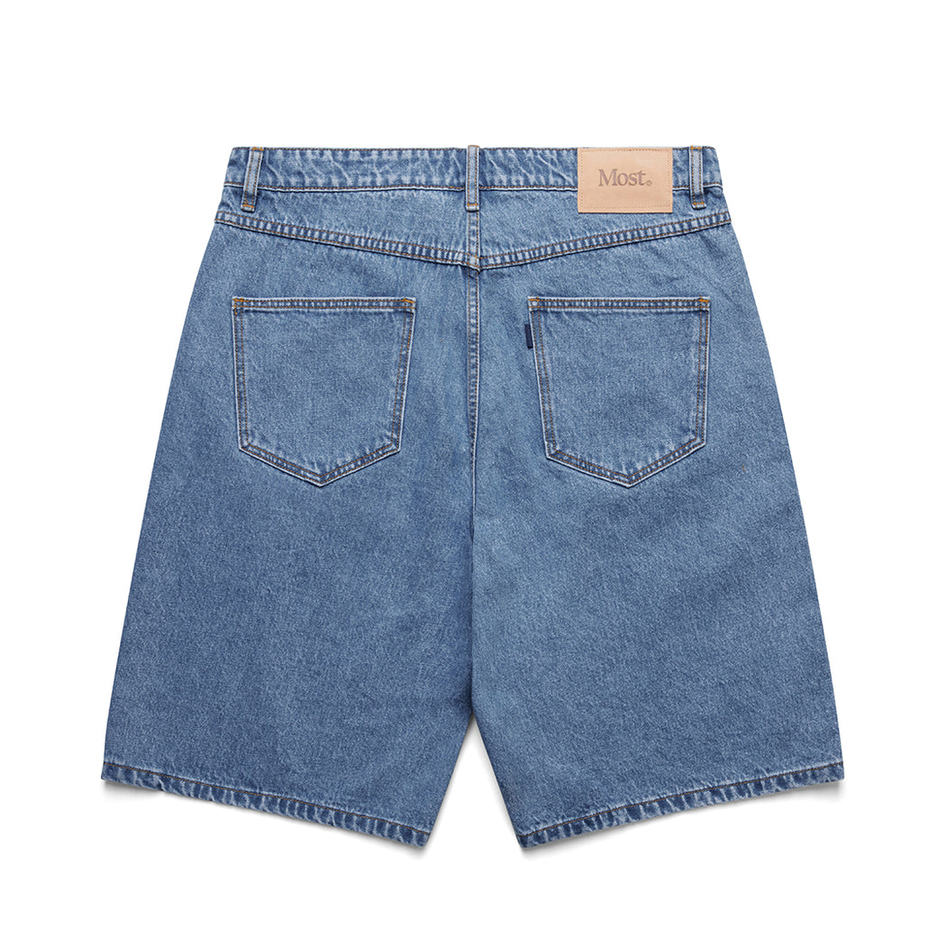 Baggy Denim Shorts - Mid Blue