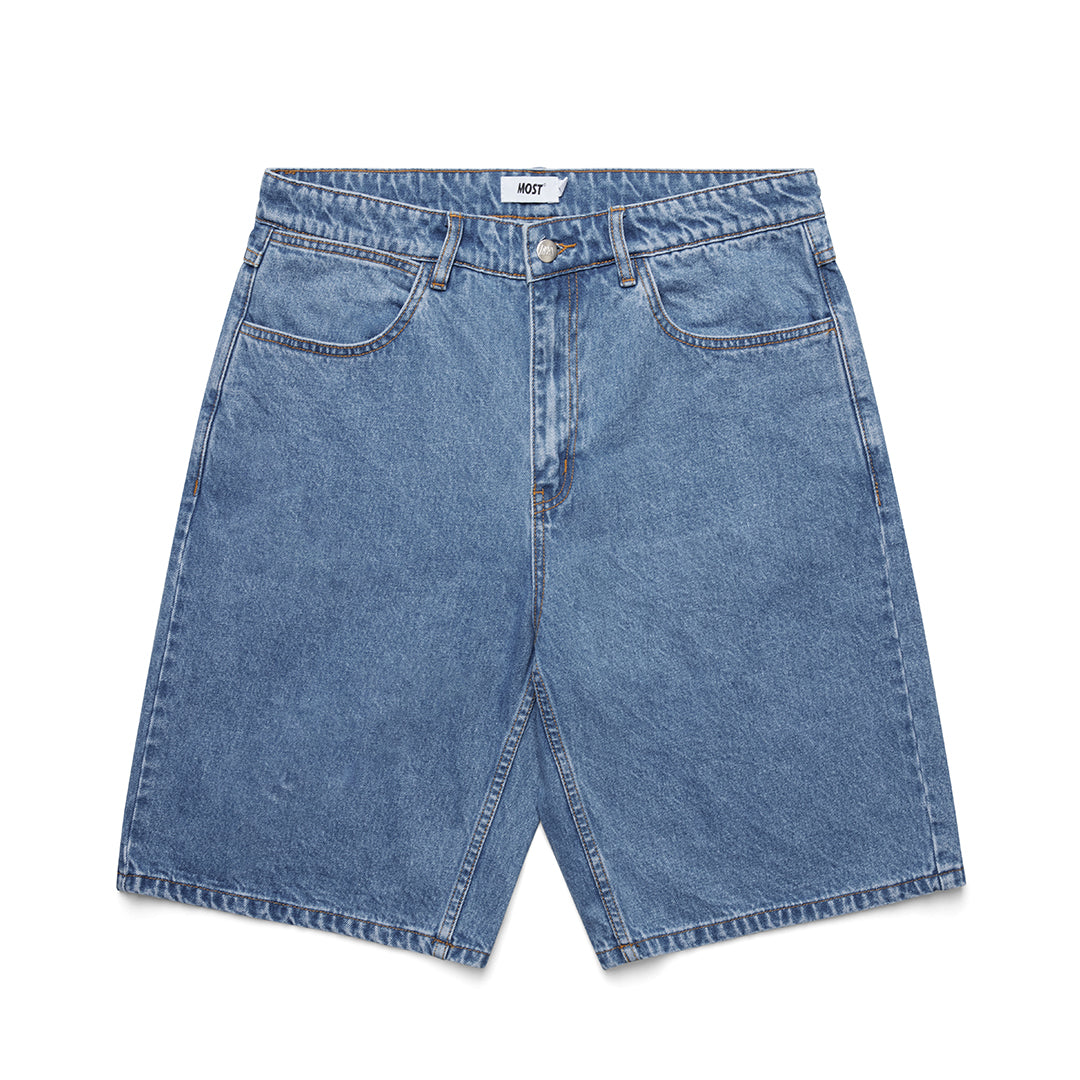 Baggy Denim Shorts - Mid Blue