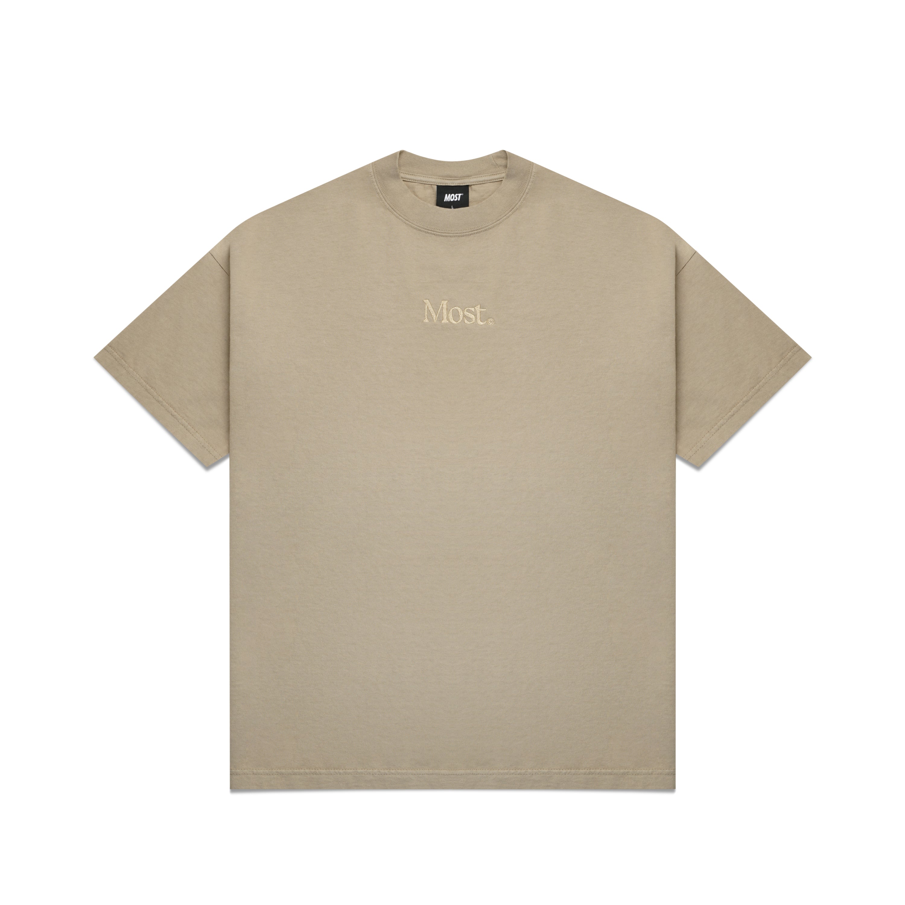 Embroidered Oversized Heavy Tee - Tan