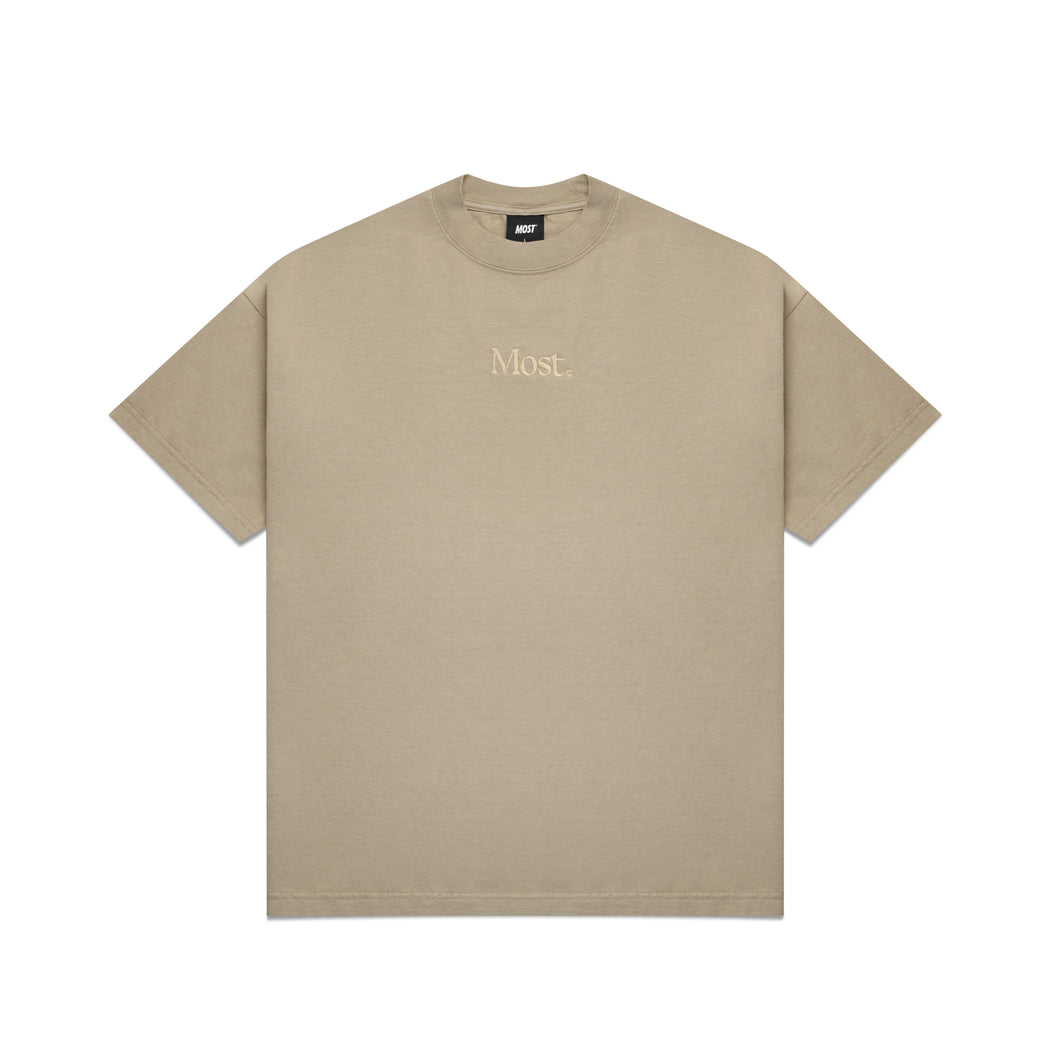 Embroidered Oversized Heavy Tee - Tan